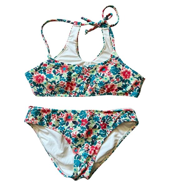 ONeill Floral Bikini Set Juniors Size 14/16 Halter Top & Bottom Polyester/Spande - Picture 1 of 7